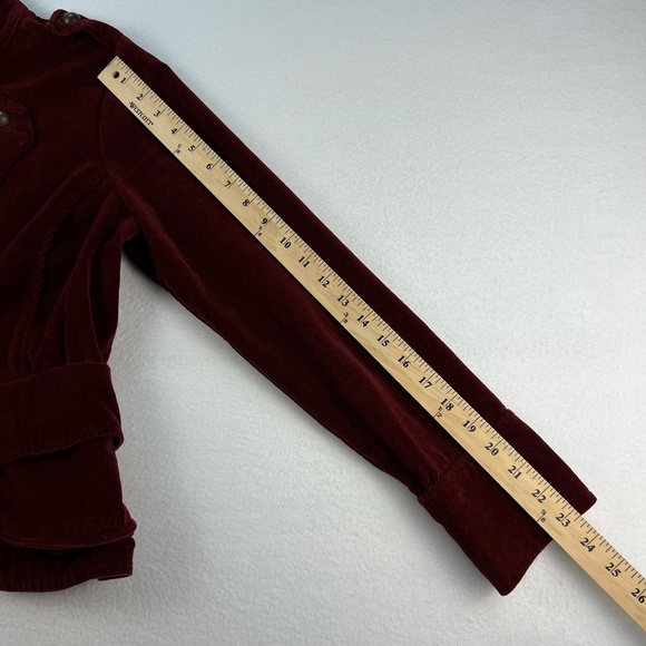 VINTAGE Ivy Jane Velvet Military Jacket Women Burgundy Steampunk Dark Academia - Picture 13 of 13